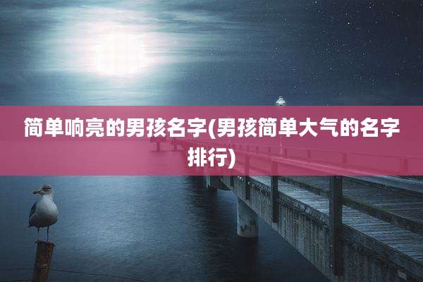 简单响亮的男孩名字(男孩简单大气的名字排行)