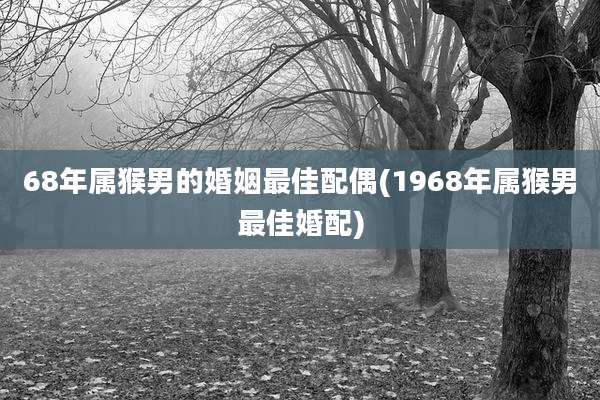 68年属猴男的婚姻最佳配偶(1968年属猴男最佳婚配)