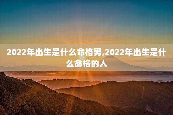 2022年出生是什么命格男,2022年出生是什么命格的人