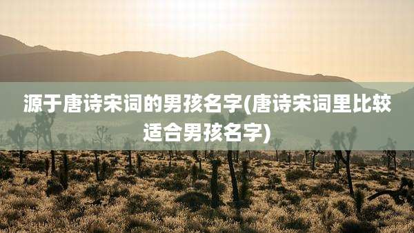 源于唐诗宋词的男孩名字(唐诗宋词里比较适合男孩名字)