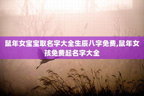 鼠年女宝宝取名字大全生辰八字免费,鼠年女孩免费起名字大全