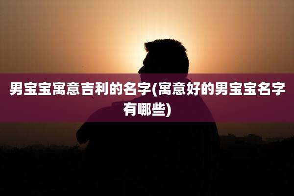 男宝宝寓意吉利的名字(寓意好的男宝宝名字有哪些)