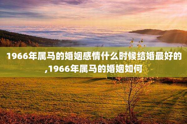 1966年属马的婚姻感情什么时候结婚最好的,1966年属马的婚姻如何