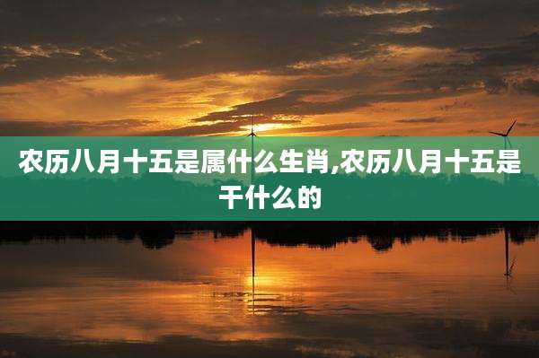 农历八月十五是属什么生肖,农历八月十五是干什么的