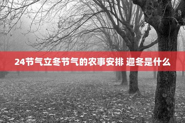 24节气立冬节气的农事安排 迎冬是什么