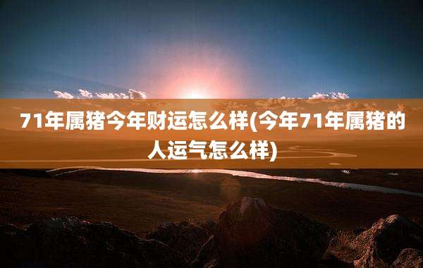 71年属猪今年财运怎么样(今年71年属猪的人运气怎么样)