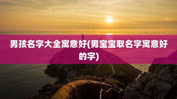 男孩名字大全寓意好(男宝宝取名字寓意好的字)