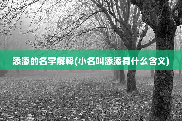 添添的名字解释(小名叫添添有什么含义)