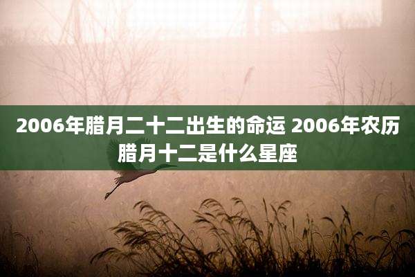 2006年腊月二十二出生的命运 2006年农历腊月十二是什么星座