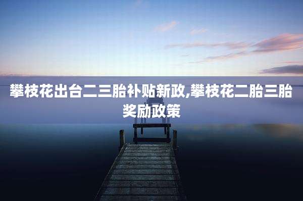 攀枝花出台二三胎补贴新政,攀枝花二胎三胎奖励政策