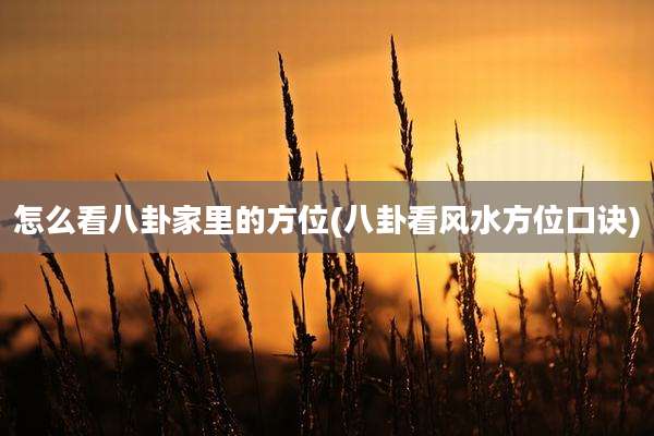 怎么看八卦家里的方位(八卦看风水方位口诀)
