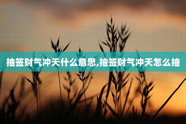 抽签财气冲天什么意思,抽签财气冲天怎么抽