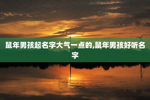 鼠年男孩起名字大气一点的,鼠年男孩好听名字