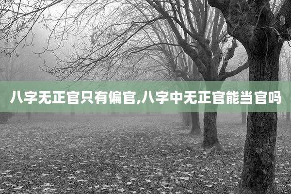 八字无正官只有偏官,八字中无正官能当官吗