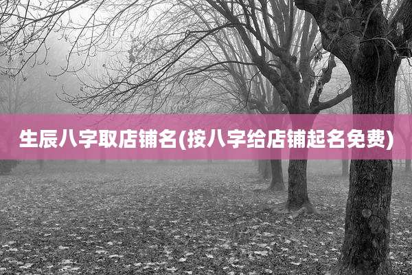 生辰八字取店铺名(按八字给店铺起名免费)