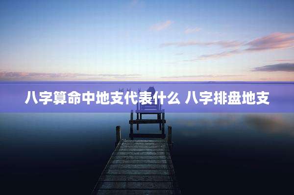 八字算命中地支代表什么 八字排盘地支