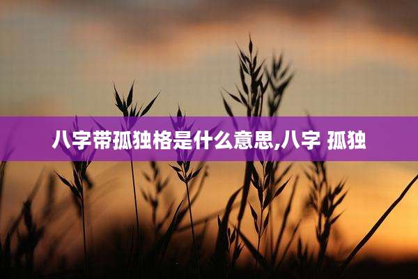 八字带孤独格是什么意思,八字 孤独