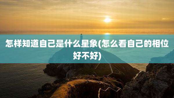 怎样知道自己是什么星象(怎么看自己的相位好不好)