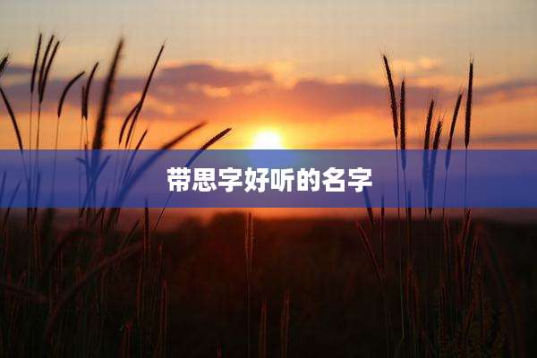 带思字好听的名字