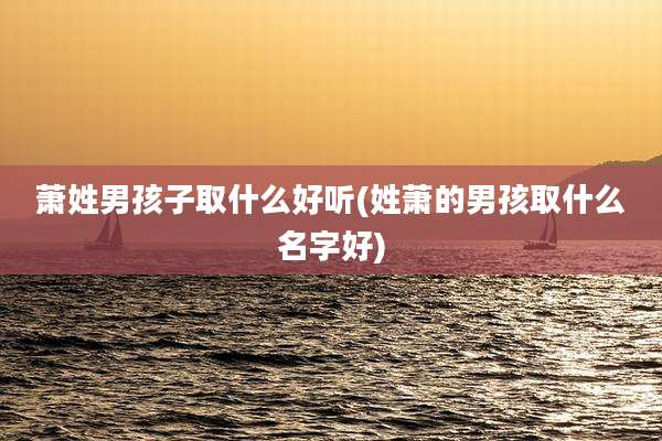 萧姓男孩子取什么好听(姓萧的男孩取什么名字好)