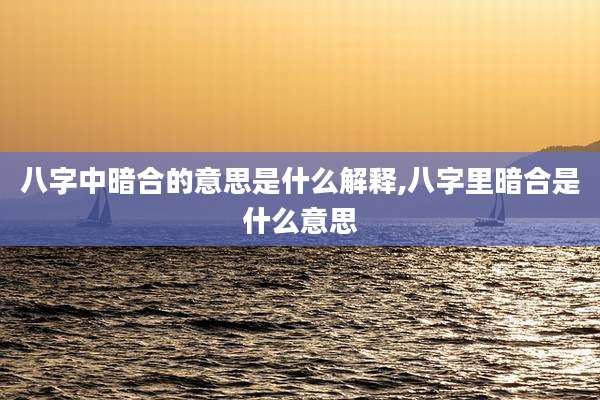 八字中暗合的意思是什么解释,八字里暗合是什么意思