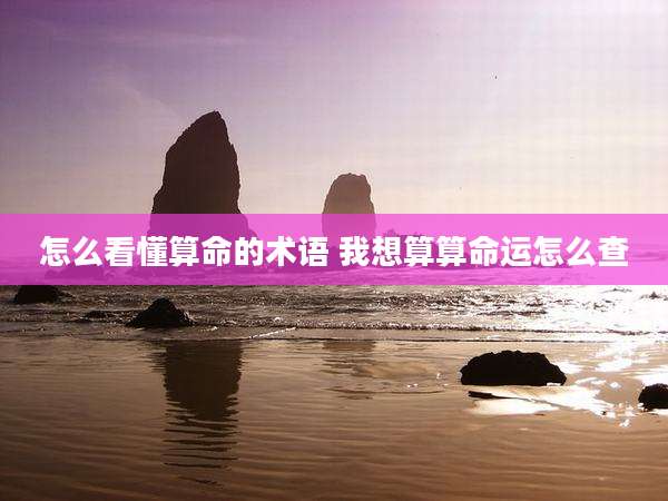 怎么看懂算命的术语 我想算算命运怎么查