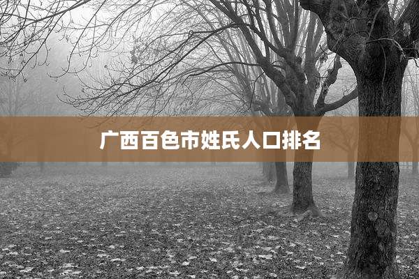 广西百色市姓氏人口排名
