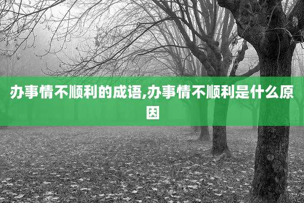 办事情不顺利的成语,办事情不顺利是什么原因