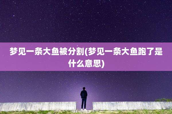 梦见一条大鱼被分割(梦见一条大鱼跑了是什么意思)
