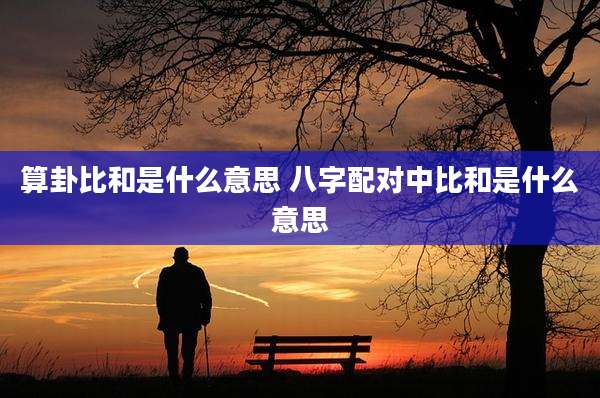 算卦比和是什么意思 八字配对中比和是什么意思