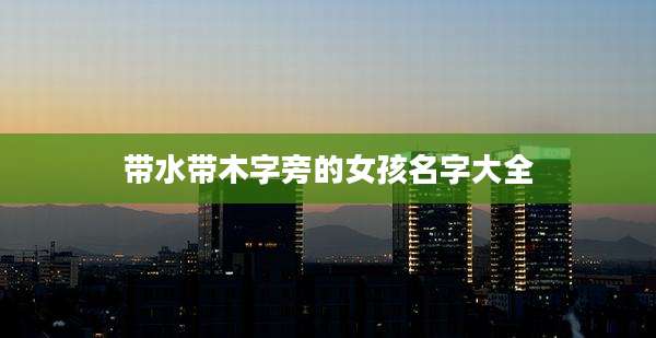 带水带木字旁的女孩名字大全
