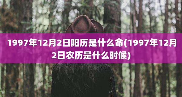 1997年12月2日阳历是什么命(1997年12月2日农历是什么时候)