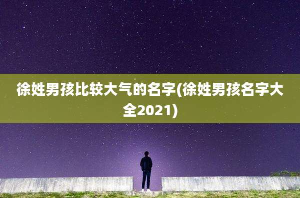 徐姓男孩比较大气的名字(徐姓男孩名字大全2021)