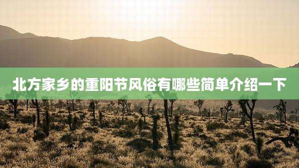 北方家乡的重阳节风俗有哪些简单介绍一下