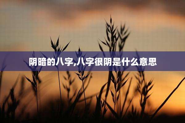 阴暗的八字,八字很阴是什么意思