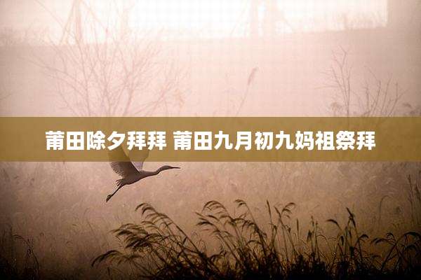 莆田除夕拜拜 莆田九月初九妈祖祭拜