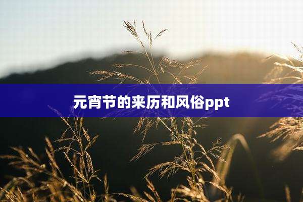 元宵节的来历和风俗ppt