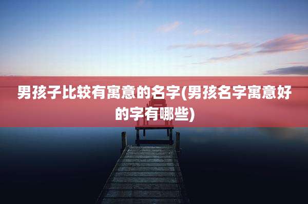 男孩子比较有寓意的名字(男孩名字寓意好的字有哪些)