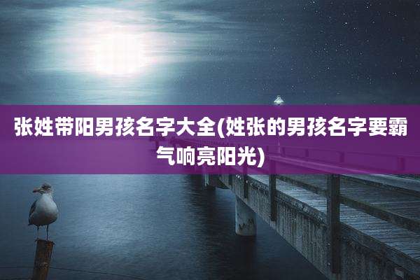 张姓带阳男孩名字大全(姓张的男孩名字要霸气响亮阳光)