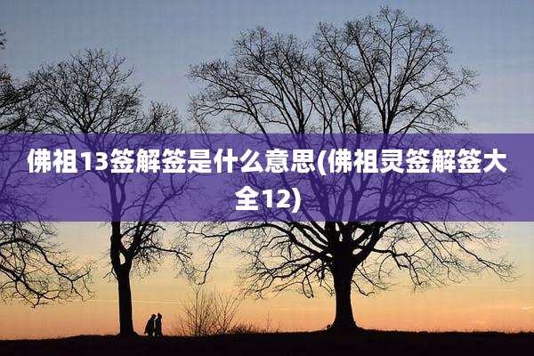 佛祖13签解签是什么意思(佛祖灵签解签大全12)