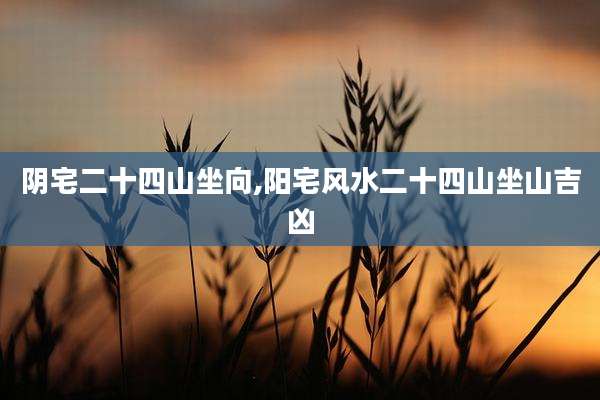 阴宅二十四山坐向,阳宅风水二十四山坐山吉凶