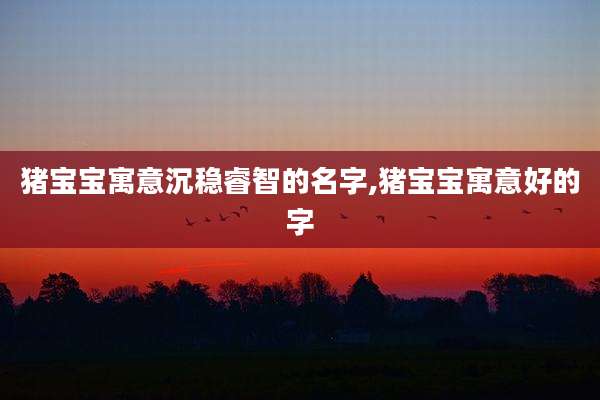 猪宝宝寓意沉稳睿智的名字,猪宝宝寓意好的字