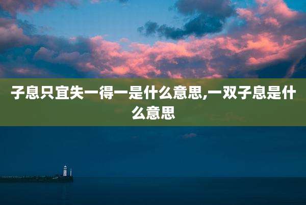 子息只宜失一得一是什么意思,一双子息是什么意思