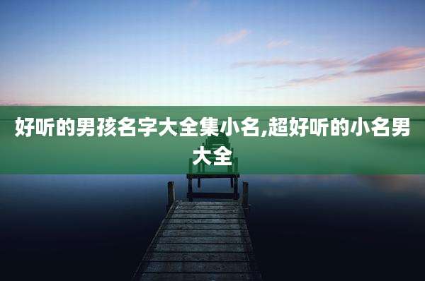 好听的男孩名字大全集小名,超好听的小名男大全