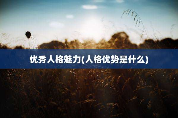 优秀人格魅力(人格优势是什么)