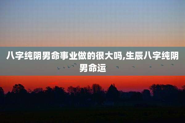 八字纯阴男命事业做的很大吗,生辰八字纯阴男命运