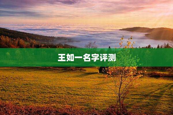 王如一名字评测
