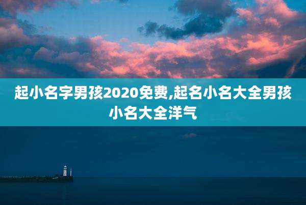 起小名字男孩2020免费,起名小名大全男孩小名大全洋气