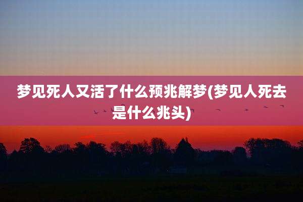 梦见死人又活了什么预兆解梦(梦见人死去是什么兆头)