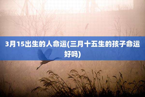 3月15出生的人命运(三月十五生的孩子命运好吗)